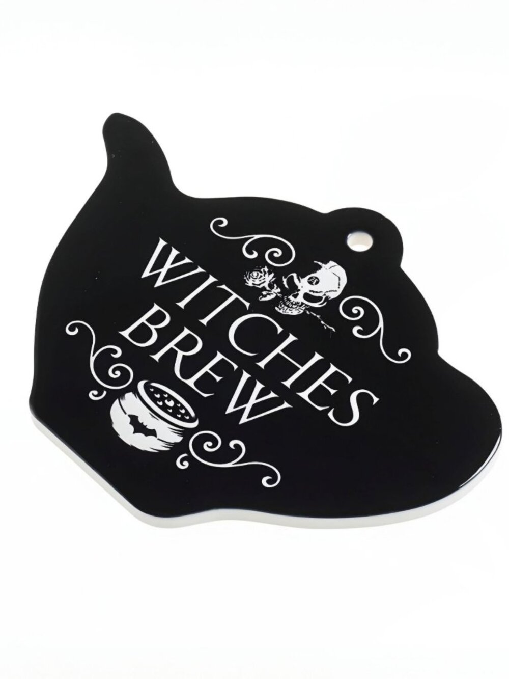 Alchemy Gothic ✦ Witches Brew Black Ceramic Teapot Trivet ✦ Heat‑Safe Coaster